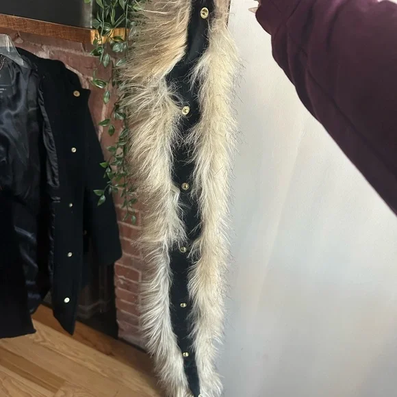 J. CREW Chateau Parka Wool Faux Fur Coat, Size 6 Black Stadium Cloth Nello Gori - Picture 8 of 10